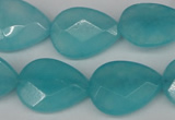 CCN2194 15.5 inches 15*20mm faceted flat teardrop candy jade beads