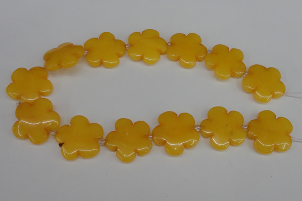 CCN2350 15.5 inches 30mm carved flower candy jade beads wholesale