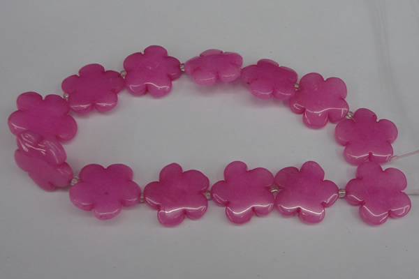 CCN2351 15.5 inches 30mm carved flower candy jade beads wholesale