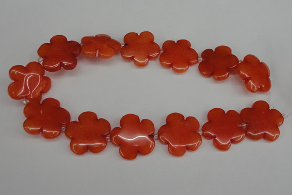 CCN2353 15.5 inches 30mm carved flower candy jade beads wholesale