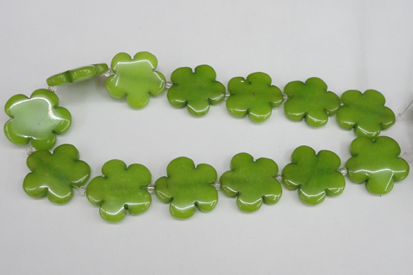 CCN2356 15.5 inches 30mm carved flower candy jade beads wholesale