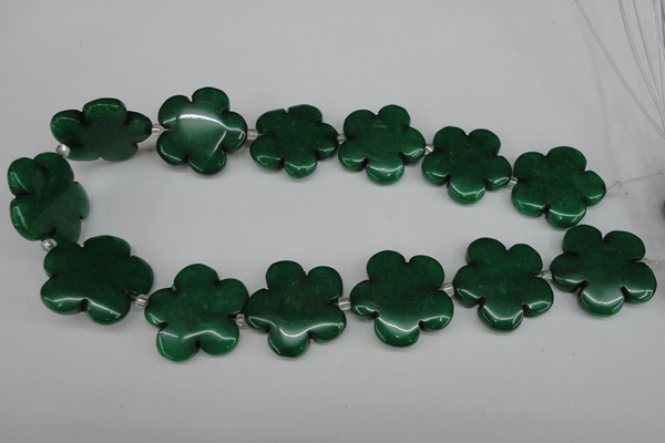 CCN2357 15.5 inches 30mm carved flower candy jade beads wholesale