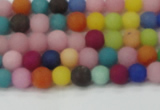 CCN2551 15.5 inches 4mm round mixed color matte candy jade beads