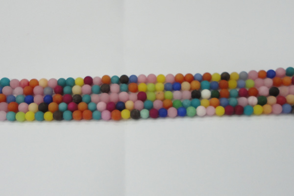 CCN2551 15.5 inches 4mm round mixed color matte candy jade beads