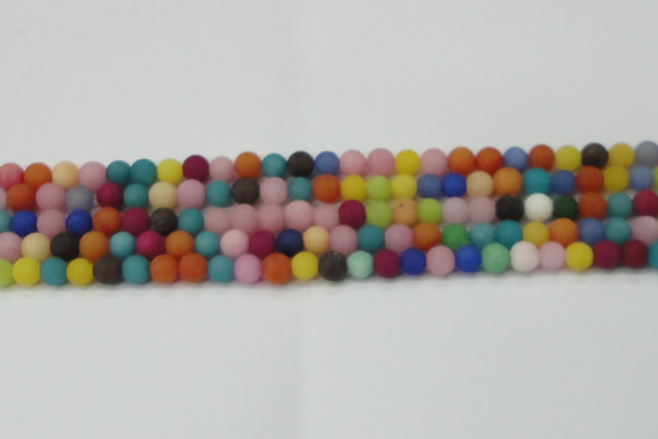 CCN2552 15.5 inches 6mm round mixed color matte candy jade beads