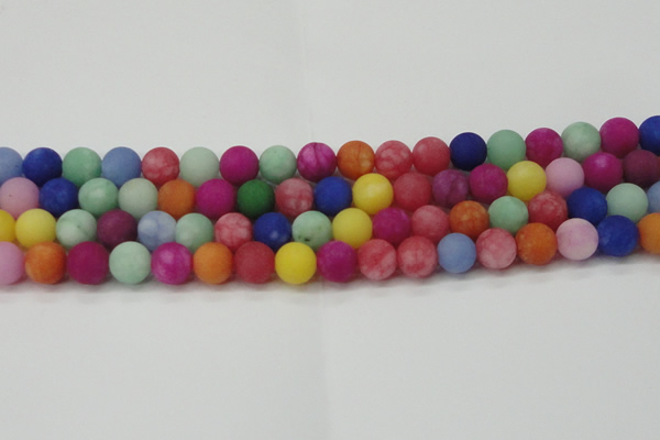 CCN2555 15.5 inches 12mm round mixed color matte candy jade beads