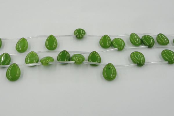 CCN2685 Top-drilled 13*18mm flat teardrop candy jade beads