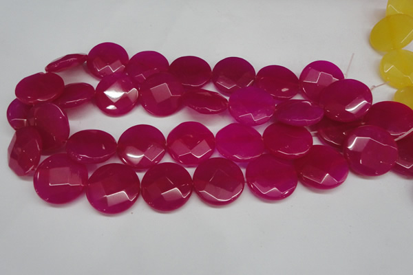 CCN270 15.5 inches 25mm faceted coin candy jade beads wholesale