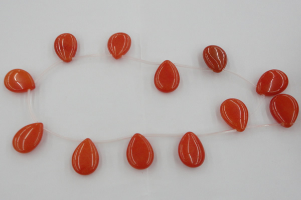 CCN2705 Top-drilled 18*25mm flat teardrop candy jade beads