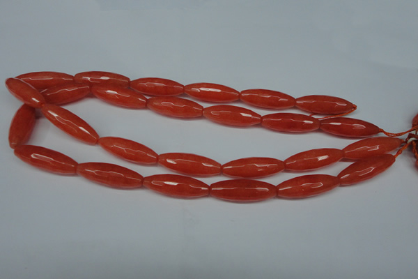 CCN2910 15.5 inches 10*30mm faceted rice candy jade beads