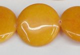 CCN3840 15.5 inches 30mm flat round candy jade beads wholesale