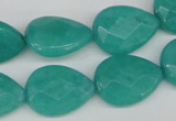 CCN385 15.5 inches 15*20mm faceted flat teardrop candy jade beads