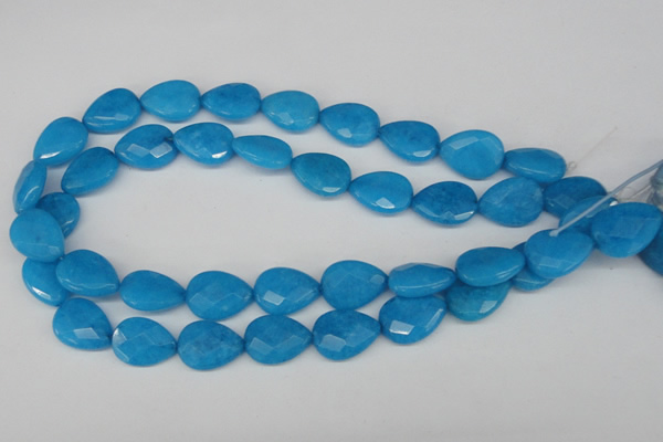 CCN386 15.5 inches 15*20mm faceted flat teardrop candy jade beads