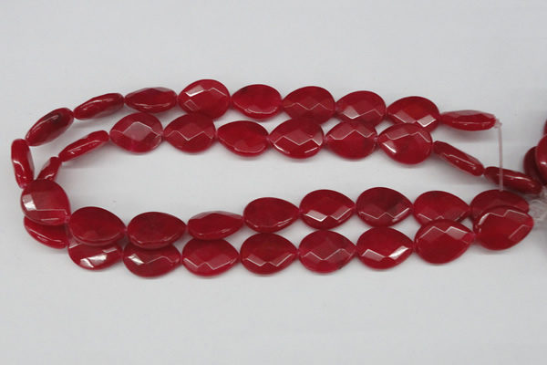 CCN391 15.5 inches 15*20mm faceted flat teardrop candy jade beads