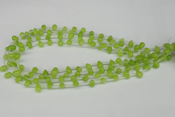 CCN438 15.5 inches Top-drilled 6*9mm teardrop candy jade beads