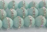 CCN4611 15.5 inches 8mm round candy jade with rhinestone beads