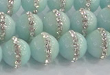 CCN4612 15.5 inches 10mm round candy jade with rhinestone beads