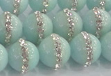 CCN4613 15.5 inches 12mm round candy jade with rhinestone beads