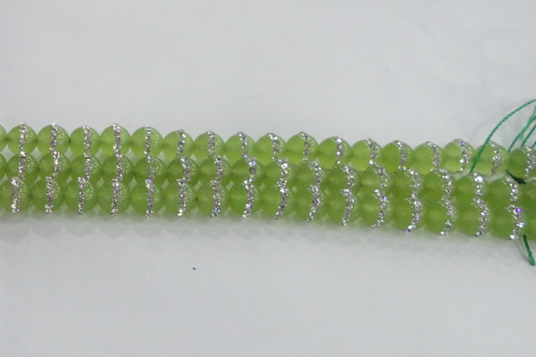 CCN4622 15.5 inches 10mm round candy jade with rhinestone beads