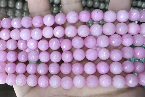 CCN5720 15 inches 8mm faceted round candy jade beads