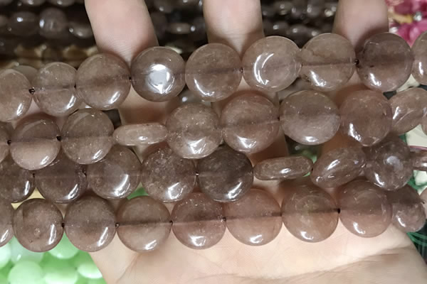 CCN5866 15 inches 15mm flat round candy jade beads Wholesale