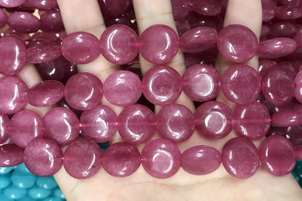 CCN5883 15 inches 15mm flat round candy jade beads Wholesale