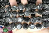 CCN5918 15 inches 15mm flat round black labradorite beads Wholesale