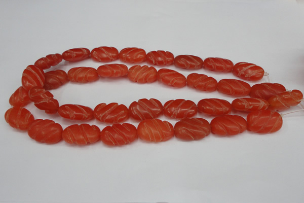 CCN682 15.5 inches 15*23mm carved oval candy jade beads wholesale