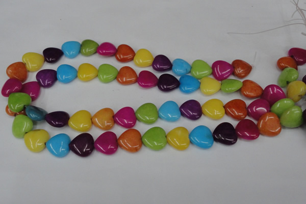 CCN727 15.5 inches 15*15mm heart candy jade beads wholesale