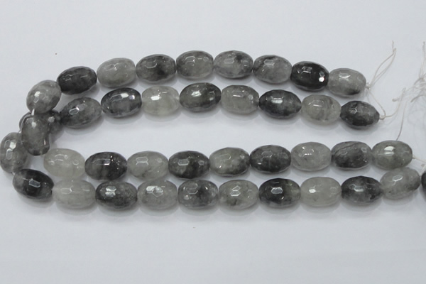 CCQ102 15.5 inches 15*20mm faceted egg-shaped cloudy quartz beads