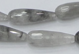 CCQ109 15.5 inches 10*30mm faceted teardrop cloudy quartz beads