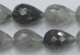 CCQ111 15.5 inches 15*22mm faceted teardrop cloudy quartz beads