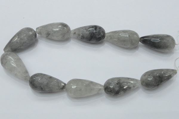 CCQ113 15.5 inches 20*40mm faceted teardrop cloudy quartz beads