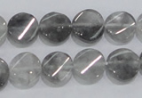 CCQ127 15.5 inches 12mm twisted coin cloudy quartz beads wholesale