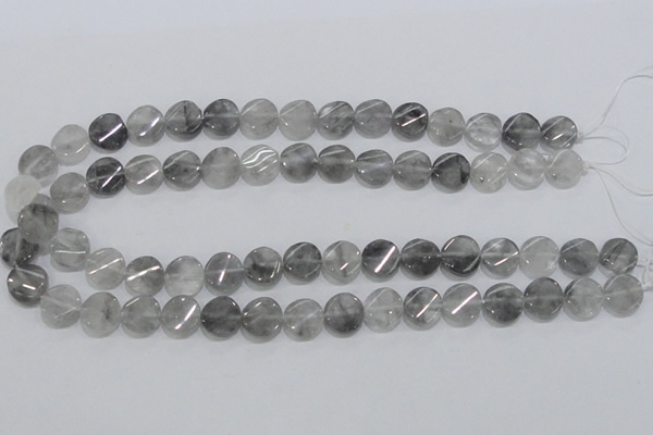 CCQ127 15.5 inches 12mm twisted coin cloudy quartz beads wholesale