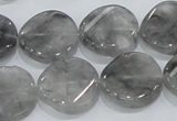 CCQ129 15.5 inches 20mm twisted coin cloudy quartz beads wholesale