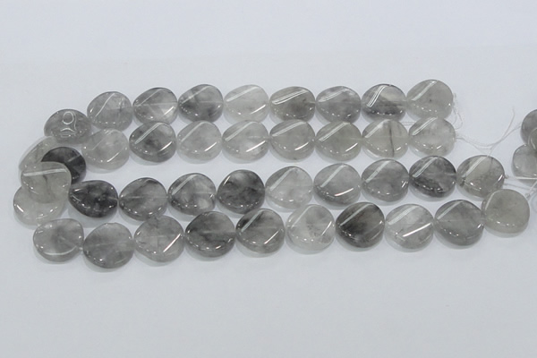 CCQ129 15.5 inches 20mm twisted coin cloudy quartz beads wholesale