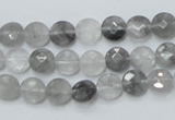 CCQ133 15.5 inches 8mm faceted coin cloudy quartz beads wholesale