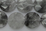 CCQ137 15.5 inches 20mm faceted coin cloudy quartz beads wholesale