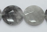 CCQ138 15.5 inches 25mm faceted coin cloudy quartz beads wholesale