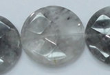 CCQ140 15.5 inches 35mm faceted coin cloudy quartz beads wholesale