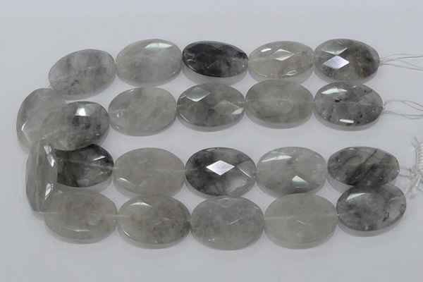 CCQ160 15.5 inches 25*35mm faceted oval cloudy quartz beads wholesale