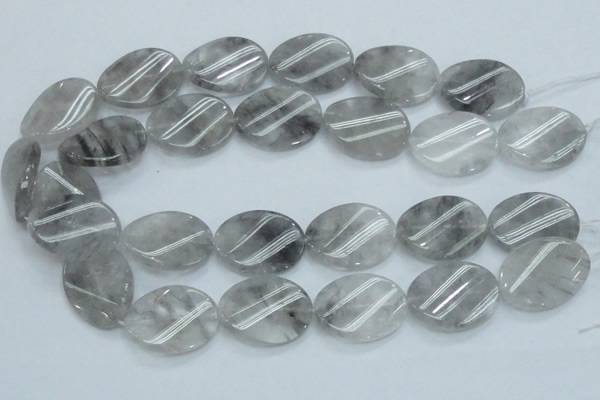 CCQ162 15.5 inches 23*30mm twisted oval cloudy quartz beads wholesale