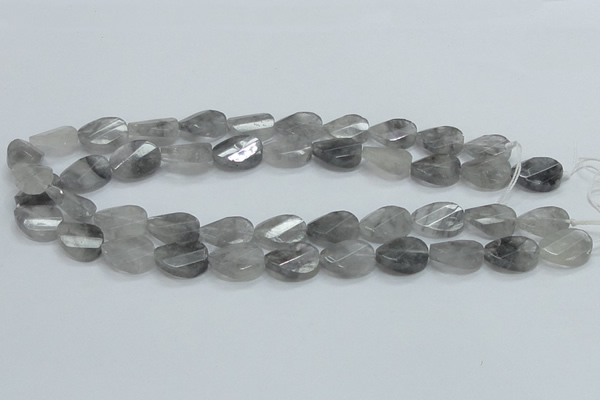 CCQ164 15.5 inches 13*18mm twisted & faceted oval cloudy quartz beads