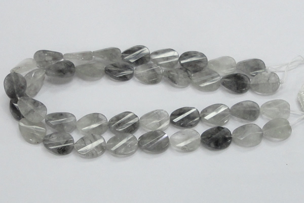 CCQ165 15.5 inches 12*20mm twisted & faceted oval cloudy quartz beads