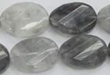 CCQ166 15.5 inches 18*25mm twisted & faceted oval cloudy quartz beads