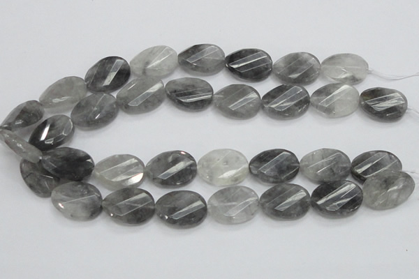 CCQ166 15.5 inches 18*25mm twisted & faceted oval cloudy quartz beads