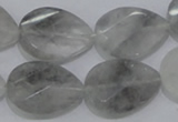 CCQ172 18*25mm twisted & faceted flat teardrop cloudy quartz beads