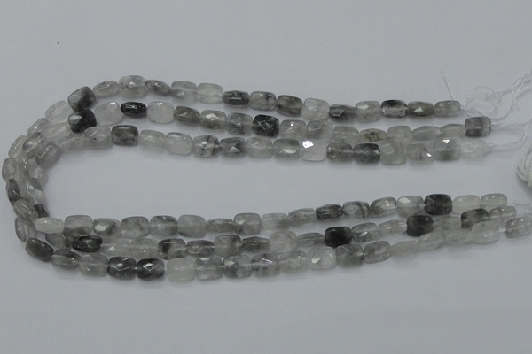 CCQ184 15.5 inches 8*10mm faceted rectangle cloudy quartz beads