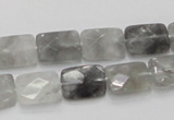 CCQ186 15.5 inches 10*14mm faceted rectangle cloudy quartz beads